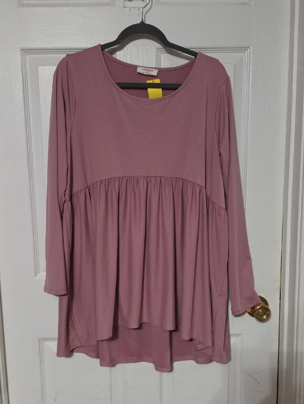 Z Collection Women's Mauve Long-Sleeve Babydoll Blouse